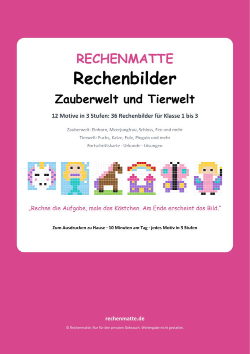 Rechenbilder Zauberwelt und Tierwelt: Titelseite des PDFs